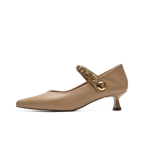 EBLAN Плоская подошва Туфли Мэри Джейн Женские Абрикос