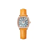 Золотое тело, белый циферблат, апельсиновый ремешок