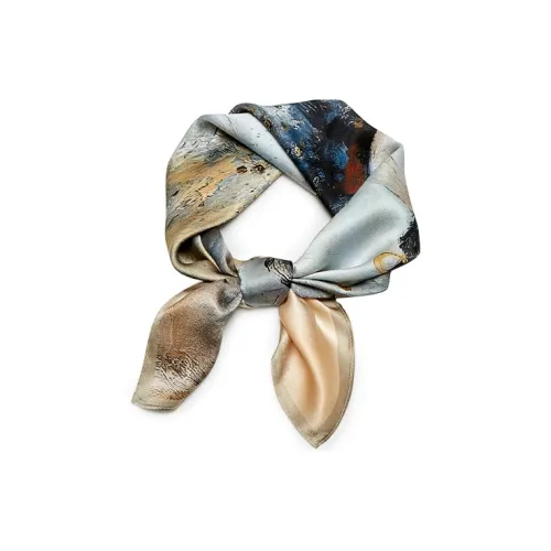 Narandu Шелковые шарфы Женские Звездный Синий