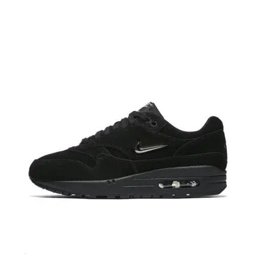 Nike Air Max 1 Амортизация Износостойкие Низкие Кроссовки для Бега Женские Черные