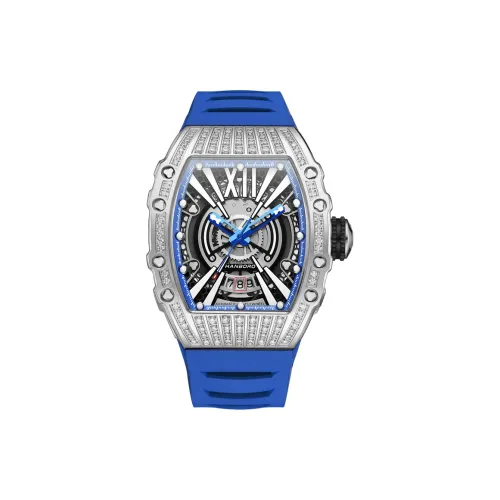 HANBORO Автоматический Механический Механизм Часы Мужские Часы С Черепным Циферблатом HBR993 BL