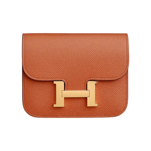 HERMES Constance Slim Эпсомская кожа Клатч Кошелек Бананка Женские R1 Terre Battue Red Earth