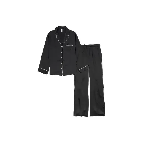 Victoria's Secret Satin Long Pajama Set Pajama Set Women's Black