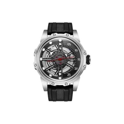 HANBORO Автоматический Механический Механизм Часы Мужские Черный Циферблат HBR8857 BH