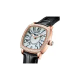 Золотое тело, белый циферблат - черный кожаный ремешок