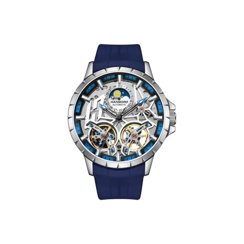HANBORO Автоматический Механический Механизм Часы Мужские Часы С Черепным Циферблатом HBR908 BL