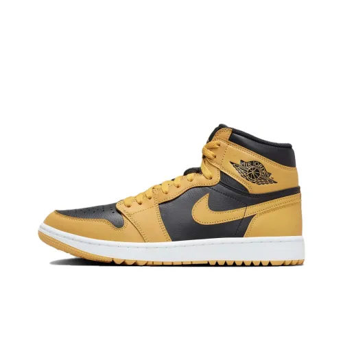 Jordan Air Jordan 1 High GOLF 'Pollen' Высокий Топ Винтажные Баскетбольные Кроссовки Унисекс Черный Желтый