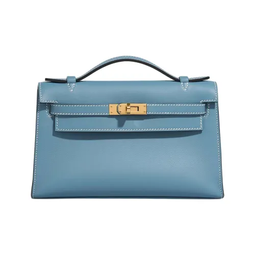 HERMES Mini Kelly Generation 1 Swift Кожа Сумка Kelly Сумка Женские 75 Bley Jean Джинсовый синий