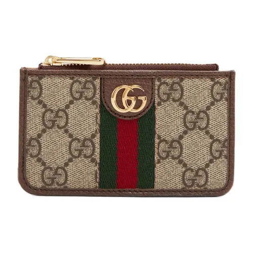 GUCCI Ophidia Холст и Кожа Держатель для Карт Держатель Унисекс Эбеновое дерево Коричневый