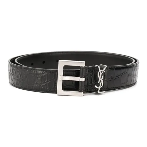 SAINT LAURENT Телячья кожа Кожаные ремни Мужской Черный Ширина 3 см