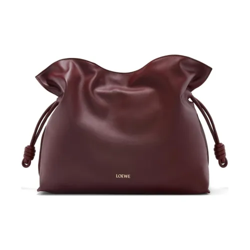 LOEWE Flamenco Napa Голень Кожа Сумка через плечо Сумка через плечо Клатч Большая Женская Темно-бордовый
