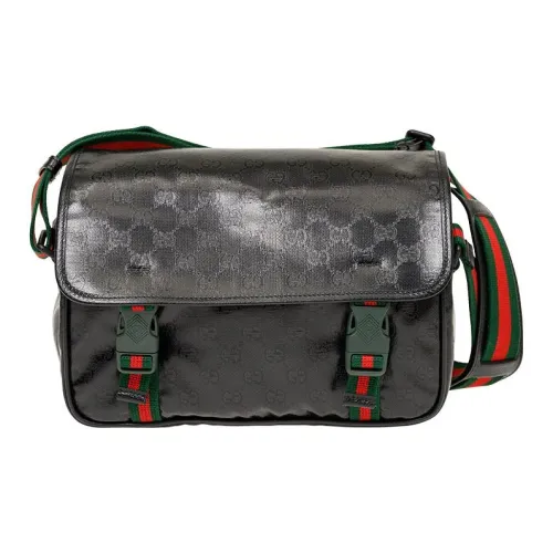 GUCCI Кристальная кожа курьерская сумка сумка через плечо стандартная мужская черная