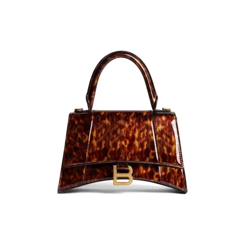 Balenciaga HOURGLASS Черепаховая оболочка Узор Принт Коровья кожа Сумка через плечо Сумка Маленькая Женская Коричневая