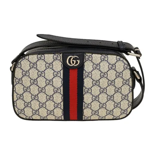 GUCCI Ophidia Кожа Camera Сумка Сумка через плечо Мужская Синяя и Бежевая