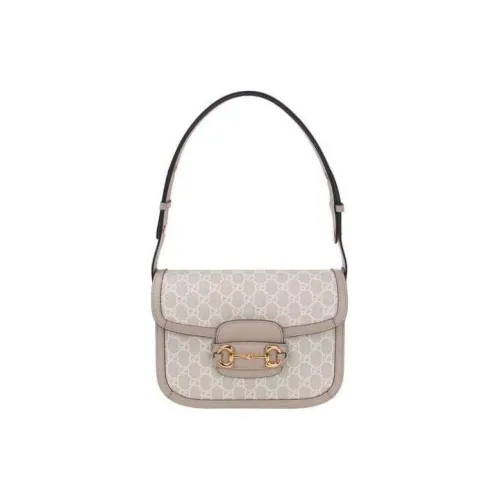 GUCCI Horsebit 1955 Холст и кожа Седло Сумка Сумка через плечо Сумка через плечо Маленькая Унисекс Бежевый и Белый
