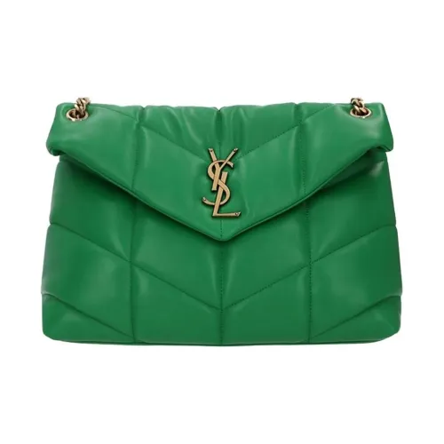 SAINT LAURENT Puffer Овечья кожа Портативная Сумка через плечо Сумка на плечо Женская Зеленая