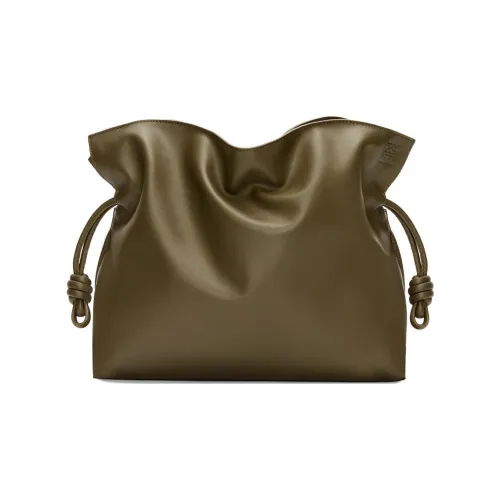 LOEWE Flamenco Napa Голень Кожа Сумка через плечо Сумка через плечо Клатч Большой Женский Темно-хаки Зеленый