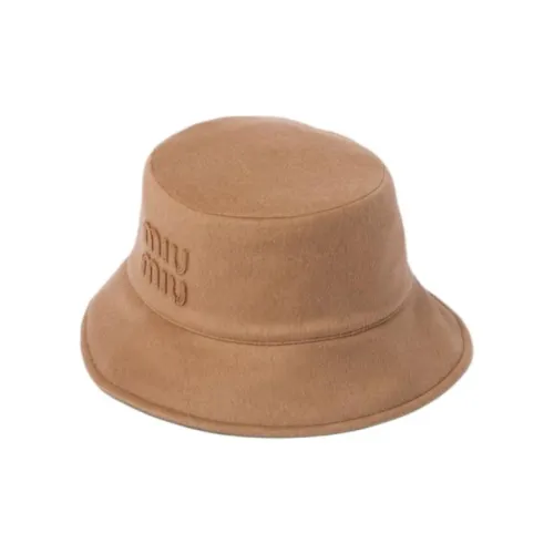 MIU MIU Шерстяные ткани Шляпы ведра Женские Верблюжий коричневый