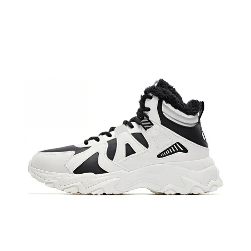 QIAODAN Амортизация Износостойкие Высокие Беговые Кроссовки Мужские Белый Черный