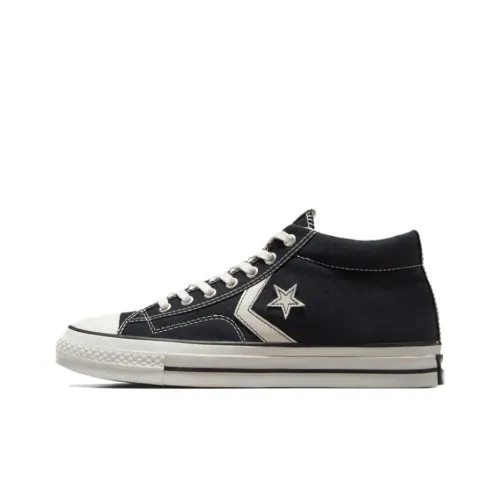 Converse Star Player 76 Износостойкий MID Топ Кеды Унисекс Черный Белый