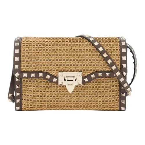 Valentino Raffia Сумка через плечо Сумка на плечо Женская Естественный цвет и Темно-коричневый