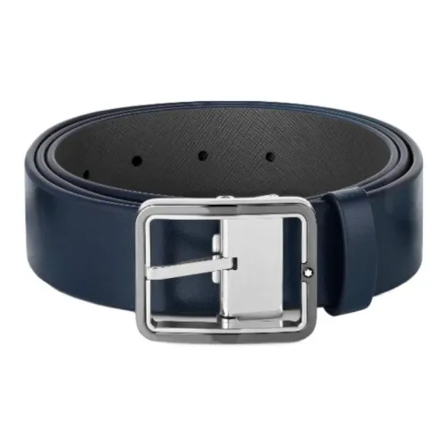 MONTBLANC Ремни из коровьей кожи Мужской Синий Ширина 3,5 см