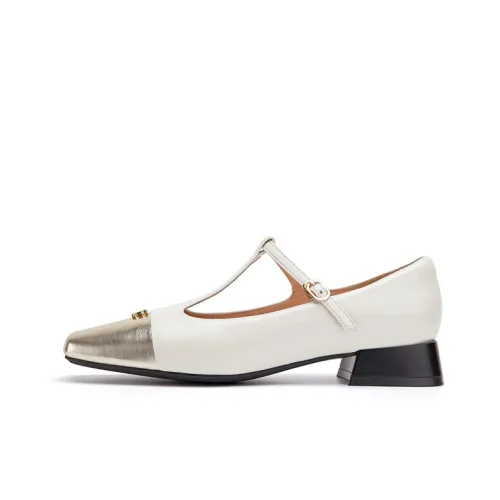 Marie Claire Грубый каблук Туфли Мэри Джейн Женские Белые