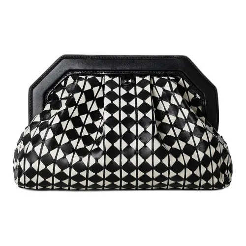 Serapian Lambskin Crossbody Clutch Women's Black Gray White Серапиан Ламскин Кроссбоди Клатч Женский Черный и Серый и Белый