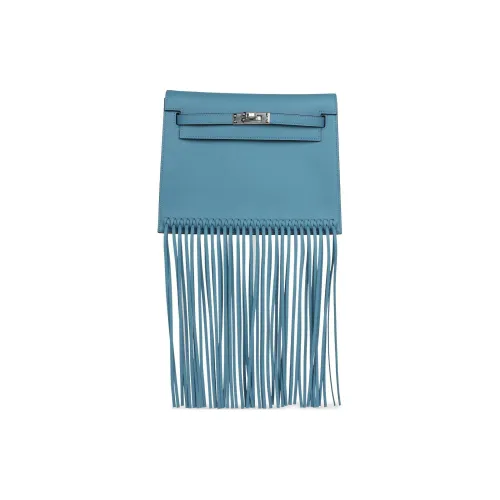 HERMES Kelly Danse Swift Кожа Сумка через плечо Женские 75 Bley Jean Джинсовый синий