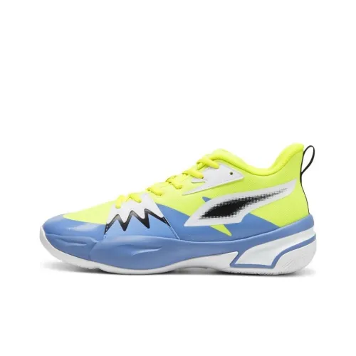 PUMA Genetics Slip Resistant Abrasion Resistant Низкий Топ Баскетбольные Кроссовки Унисекс Желтый Синий