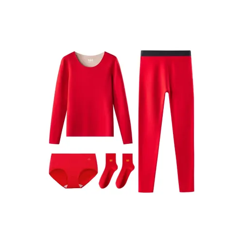 H YXIANG Красный китайский Одежда Набор с Трусы и 2 Носки Женские Термокомплекты