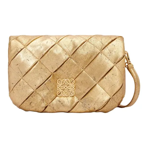 LOEWE Goya Овчина Сумка через плечо Мини Женская Золотая