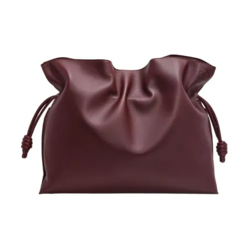 LOEWE Flamenco Napa Голень Кожа Портативный Одно плечо Клатч Экстра-большой Женский Темно-бордовый