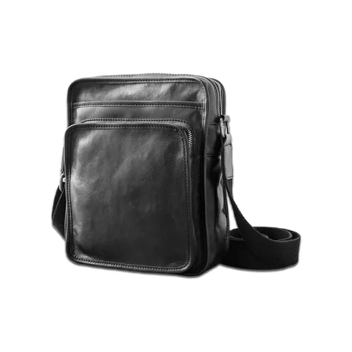 Back Step Первый слой Растительное дубление Коровья кожа Сумка через плечо Курьерская сумка Стандартная Унисекс Черный