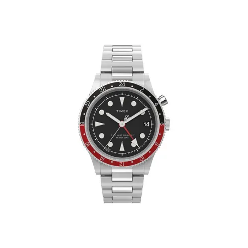 TIMEX Мужские часы Кварцевый механизм Ремешок из нержавеющей стали 39 мм Черный циферблат