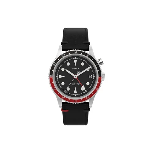 TIMEX WATERBURY Collection Мужские часы Кварцевый механизм Кожаный ремешок 39 мм Черный циферблат