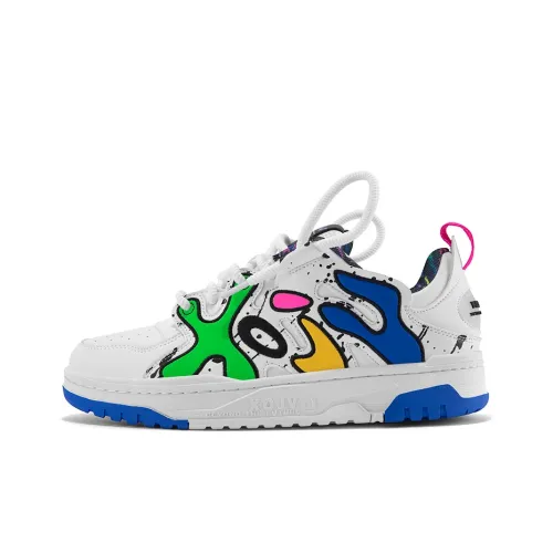 XOJV x BIGWASP Буква Пухлые туфли Slip-resistant Abrasion-resistant Низкий топ Скейтборд Кроссовки Unisex Белый Синий