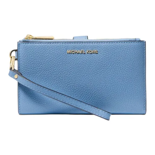 MICHAEL KORS Adele Litchi Grain Leather Wallet Women's French Blue