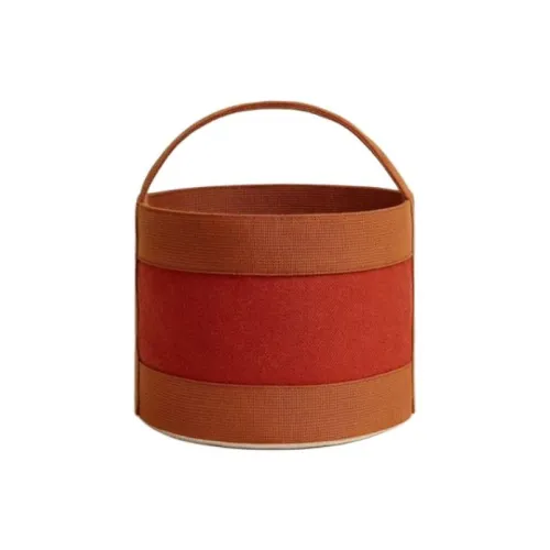 HERMES Шерсть с Саржа Ведрообразная Сумка Маленькая Женская Темно-Оранжевая и Коричневая