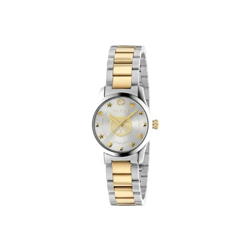GUCCI Женские часы Кварцевый механизм Ремешок из нержавеющей стали Серебристый циферблат