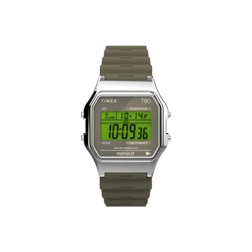 TIMEX T80 Collection Наручные часы Электронный механизм Смола Ремешок 34 мм Зеленый циферблат Унисекс TW2V41200