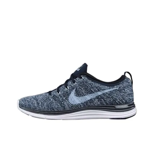 Nike Flyknit Lunar 1 Амортизация и Дышащие Низкие Кроссовки для Бега Унисекс Серый Синий