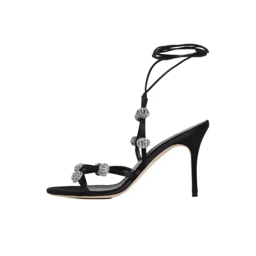 MANOLO BLAHNIK One Ремешок Сандалии 10,5 см Женские Черные