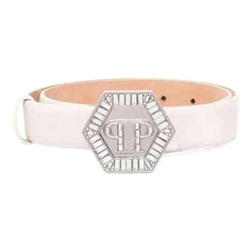 PHILIPP PLEIN Letter Logo Smooth Clasp Кожаные ремни Женские Розовый Ширина 3 см