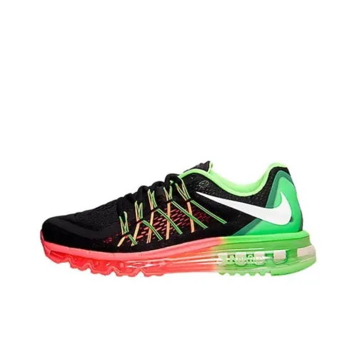 Nike Air Max 2015 Амортизация Износостойкий Низкий Топ Беговые кроссовки Унисекс Черный Зеленый