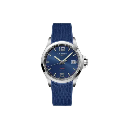 LONGINES Comcast Collection Кварцевый механизм Мужские часы Часы 43 мм Синий циферблат Корпус из нержавеющей стали Резиновый ремешок