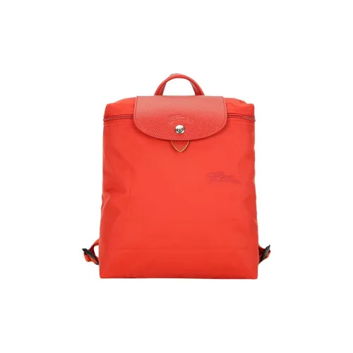 LONGCHAMP Le Pliage Green Переработанный полиамид Холст Рюкзак Средний Женский Ярко-красный