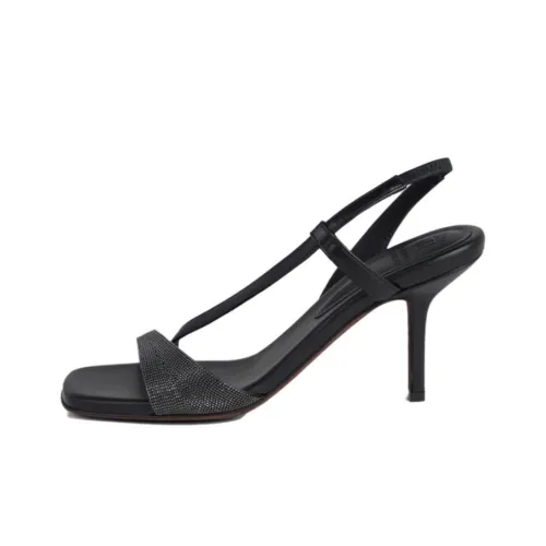 BRUNELLO CUCINELLI One Ремень Сандалии 8 см Женские Черный