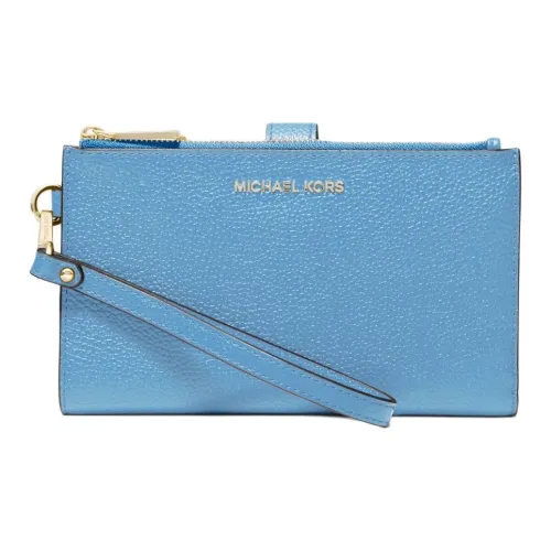 MICHAEL KORS Adele Litchi Grain Leather Phone Case Wallet Women's Sky Blue