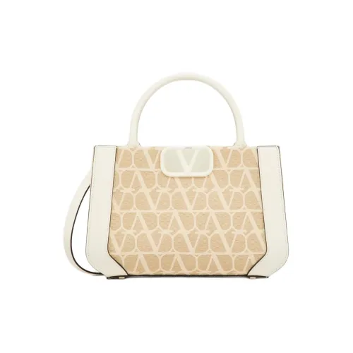 Valentino Рафия Тоут Сумка Сумка для покупок Сумка через плечо Сумка Маленькая Женская Натуральный цвет с Айвори